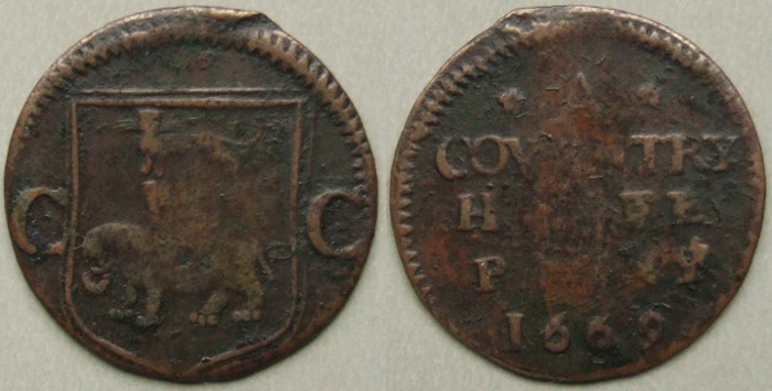 Coventry, city issue 1669 halfpenny N5309